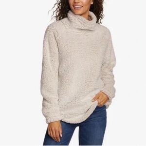 Eddie Bauer Cream Cowl Funnel Neck Sweater Plush 3X
